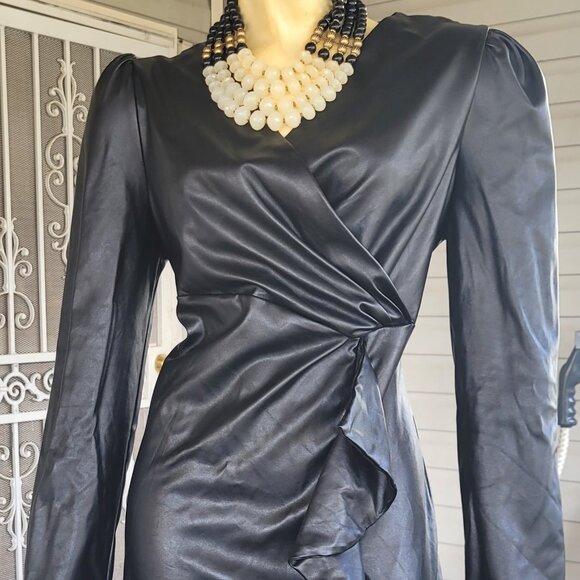 Zara Dresses & Skirts - ZARA--Deep V cut, Faux leather dress